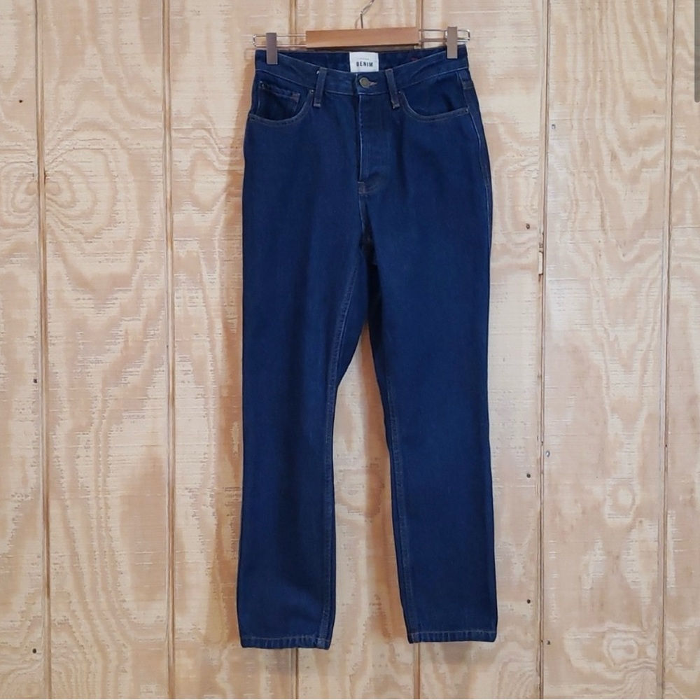 Sezane Dark Wash Denim Cotton Mid Rise Button Fly Jeans Size 27